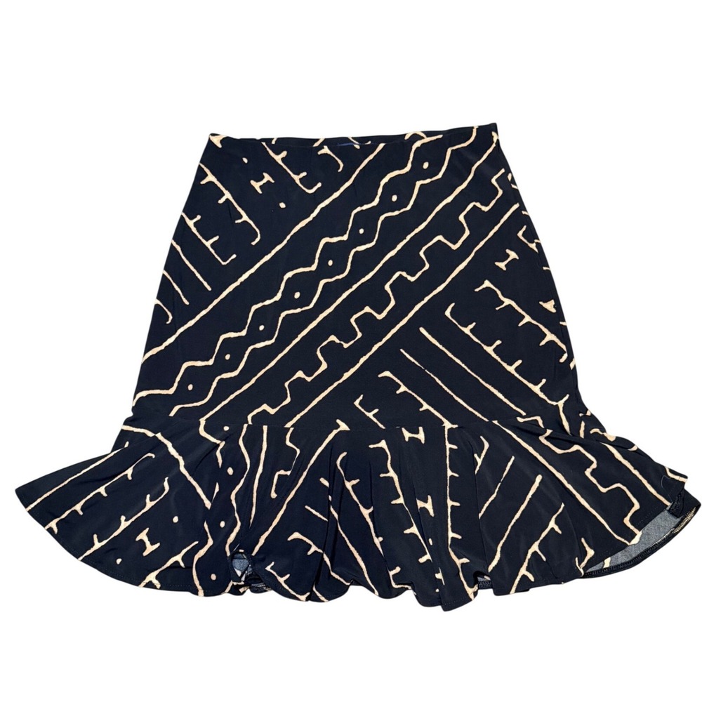 Abstract Midi Skirt Flounce Boho Artsy Retro Flowy Chaps S